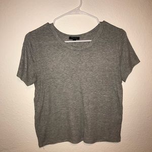 SIMPLE LIGHT GREY CROP TOP BLOUSE